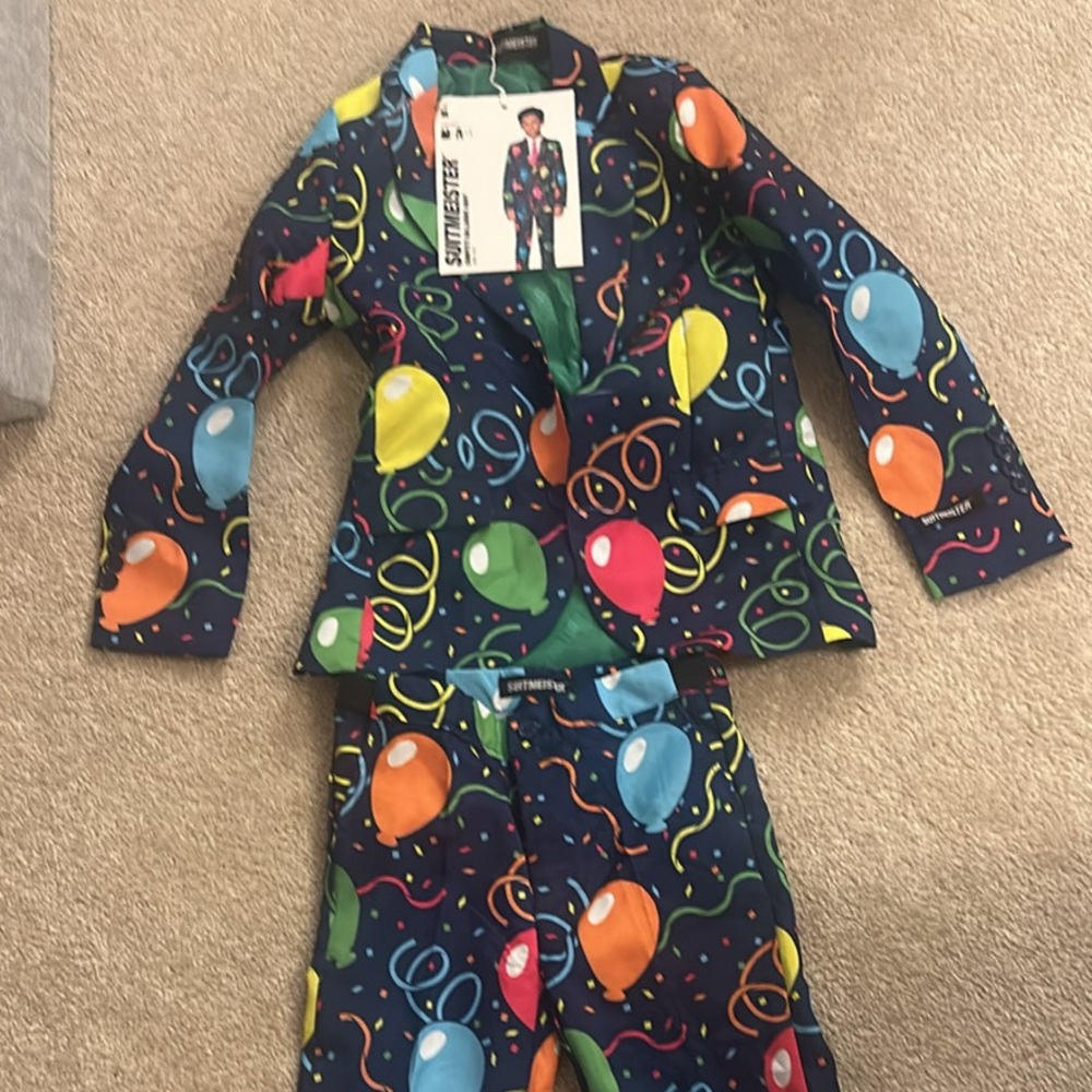 Vibrant Balloon Print Kids Suit